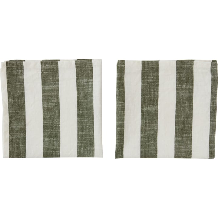 Serviette Striped 45x45 cm Lot de 2 - Olive - OYOY