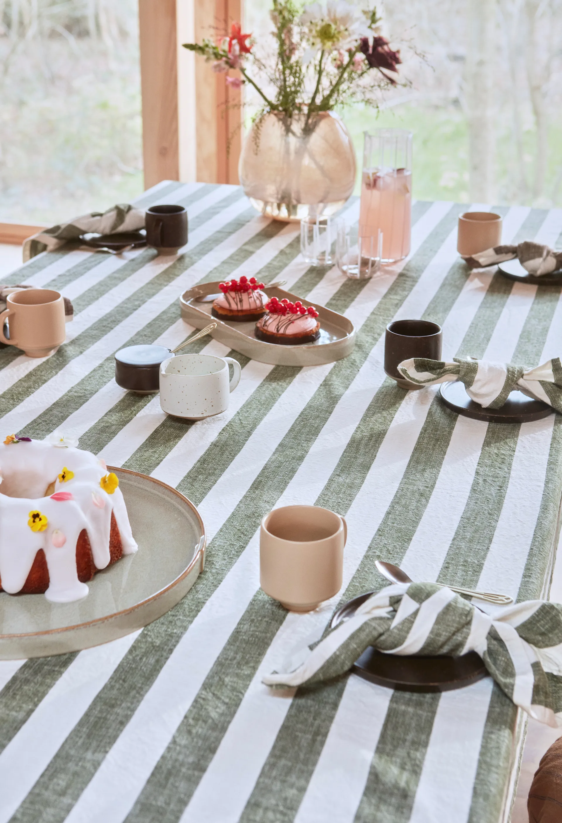 Serviette Striped 45x45 cm Lot de 2, Olive OYOY