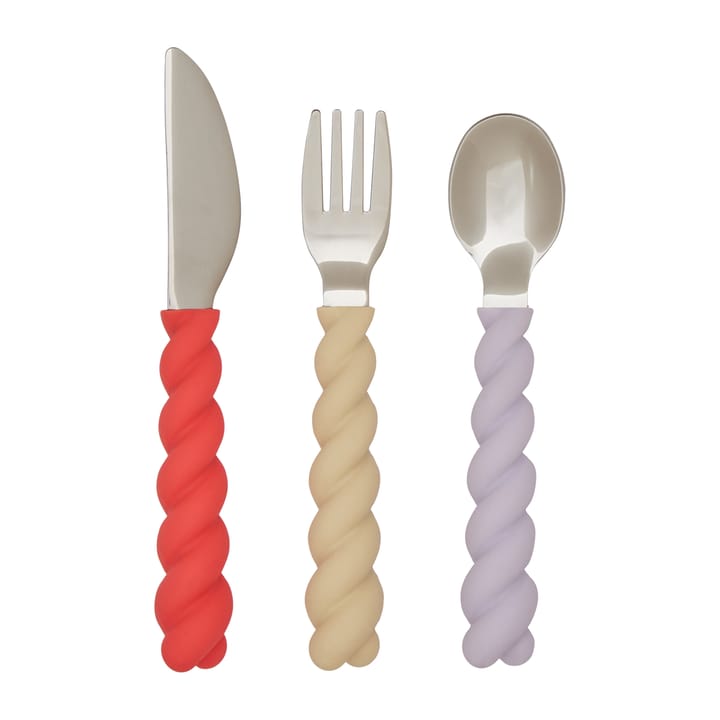 Set de couverts pour enfant Mellow, 3 pièces - Lavender-Vanilla-CherryRed - OYOY