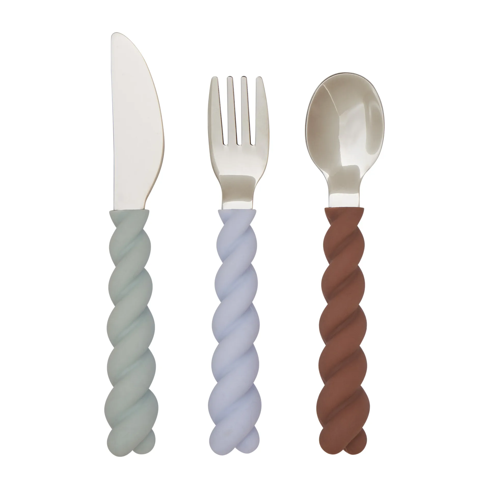 Set de couverts pour enfant Mellow, 3 pièces, PaleMint-Choko-IceBlue OYOY