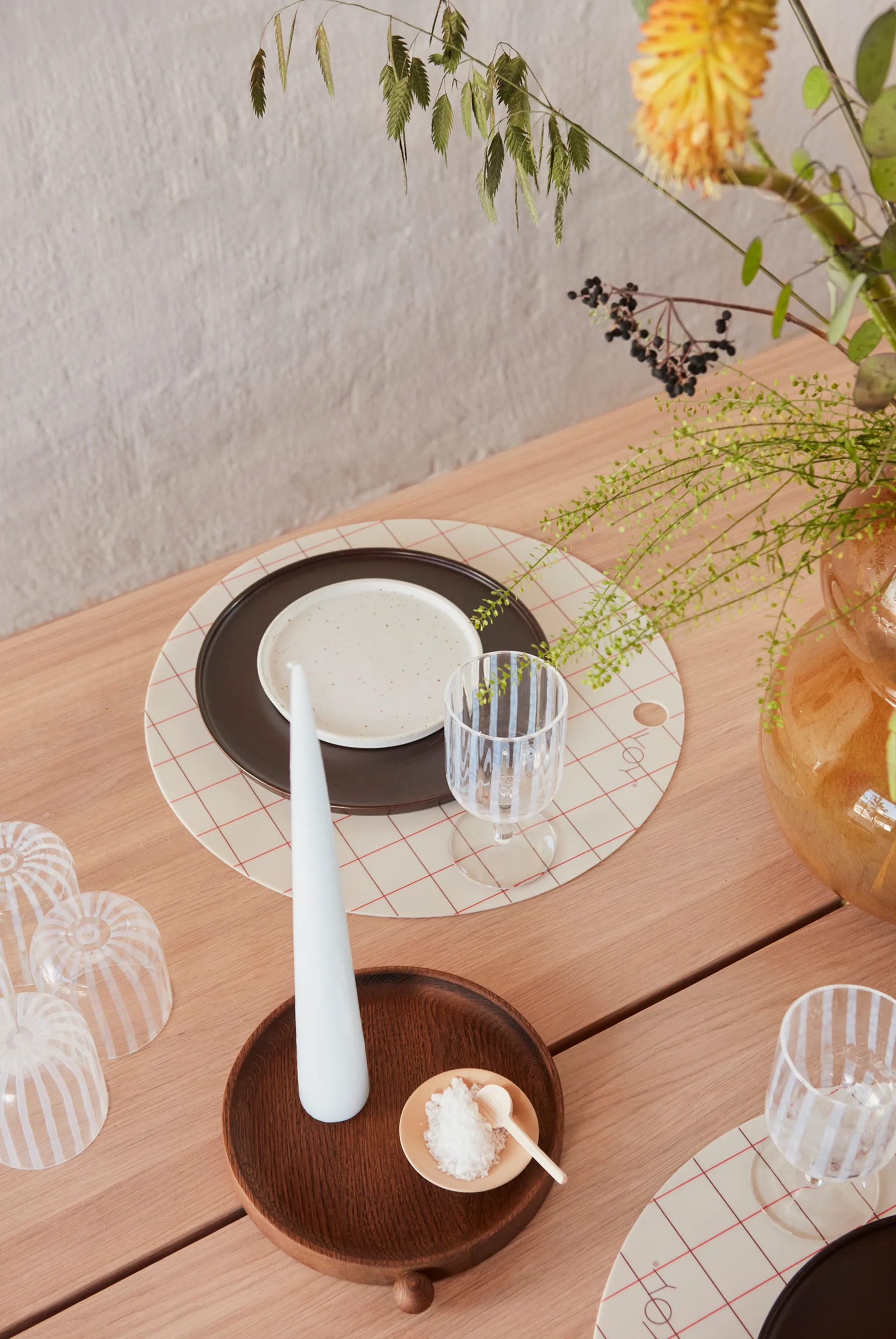 Set de table Hokei Ø39 cm Lot de 2, Offwhite OYOY