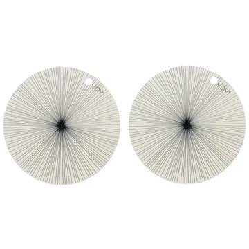 Set de table rond OYOY lot de 2 - blanc, rayures noires - OYOY