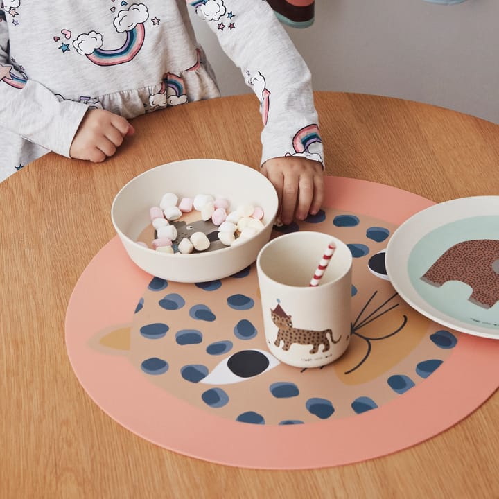 Set de table Snow leopard, Corail OYOY