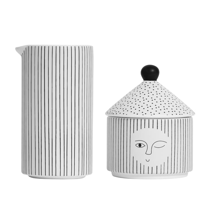 Sucrier et pot à lait People - noir-blanc - OYOY