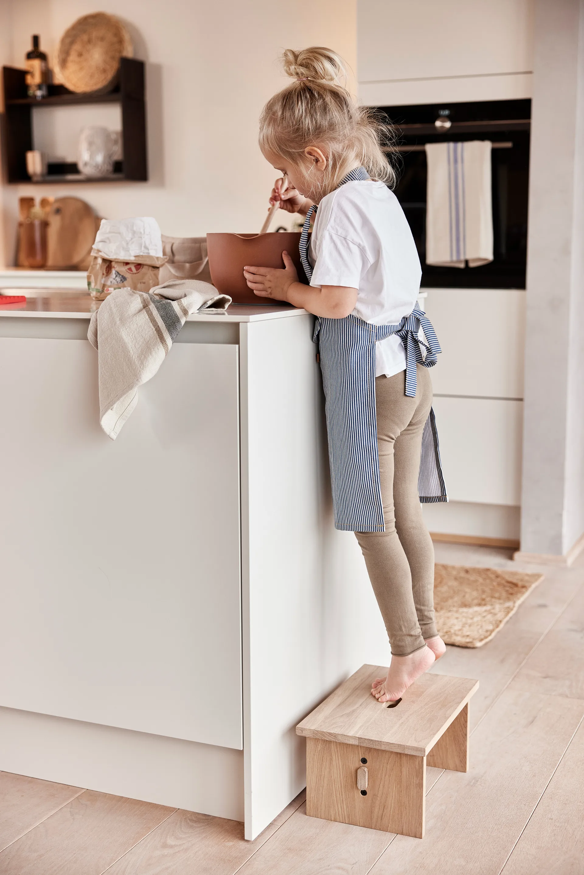 Tablier Striped denim elephant, Blue OYOY