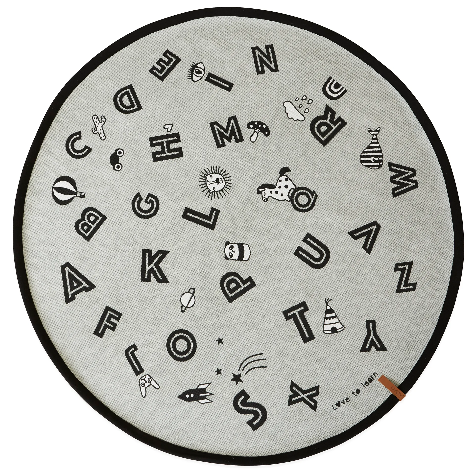 Tapis The alphabet Ø120cm, Gris OYOY
