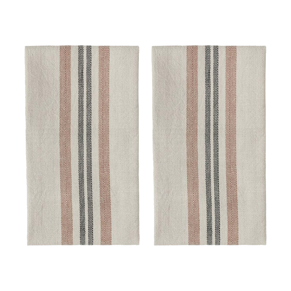 OYOY Torchon de cuisine Linu, lot de 2 Caramel | Design Scandinave | Torchons | Rose