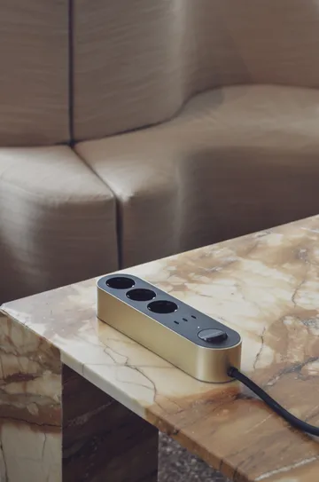 Bloc multiprise Edgar Power Bar - Satin brass - palett3