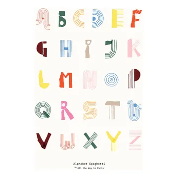 Poster Alphabet Spaghetti ENG Multi-colour - 50x70 cm - Paper Collective