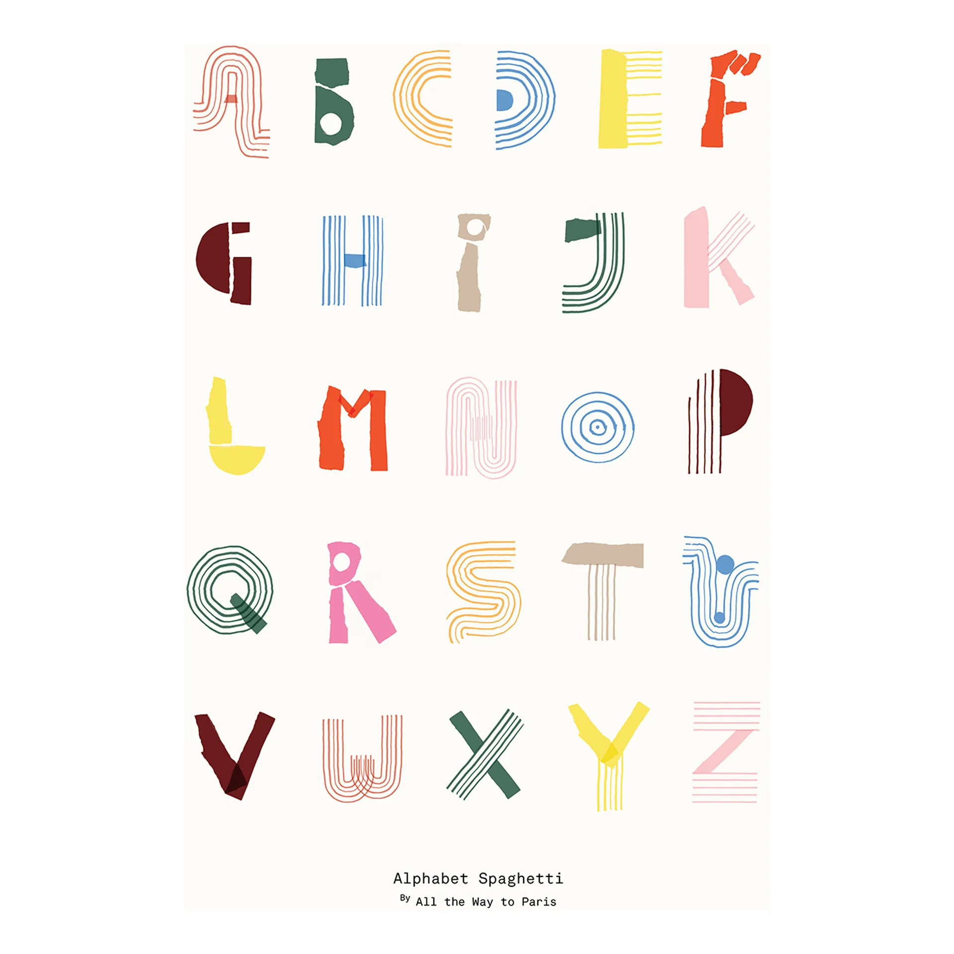 Poster Alphabet Spaghetti ENG Multi-colour, 70x100 cm Paper Collective