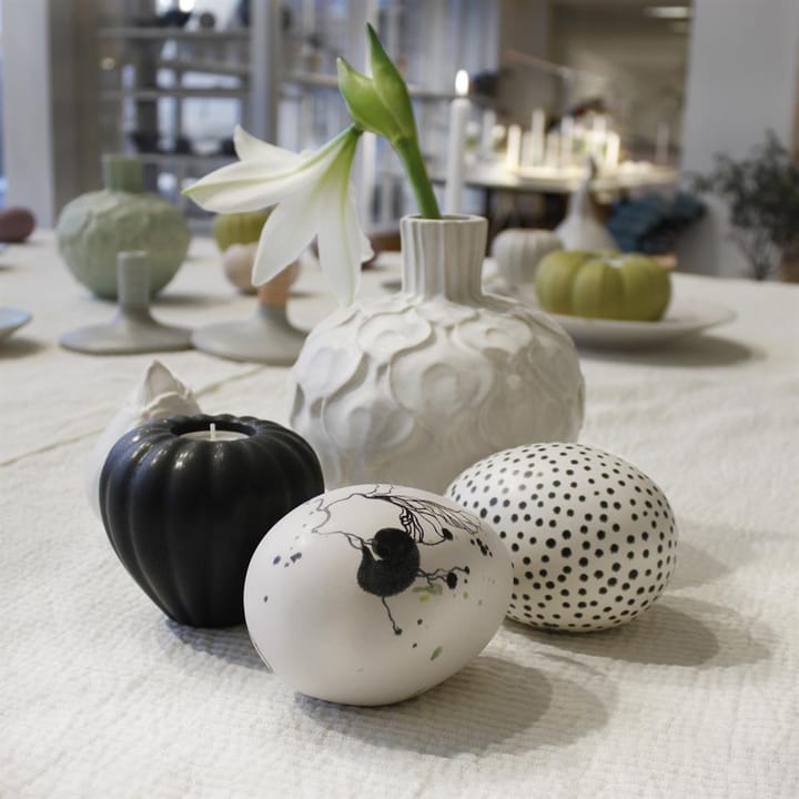 Œuf décoratif Paradis, blanc-noir Paradisverkstaden