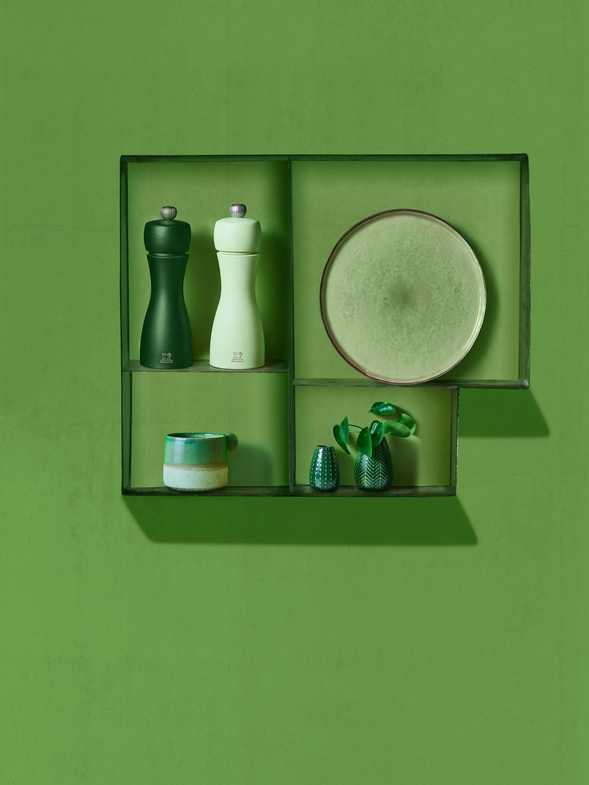 Set de moulins à sel et à poivre Tahiti Water 15 cm, Moss & mint Peugeot