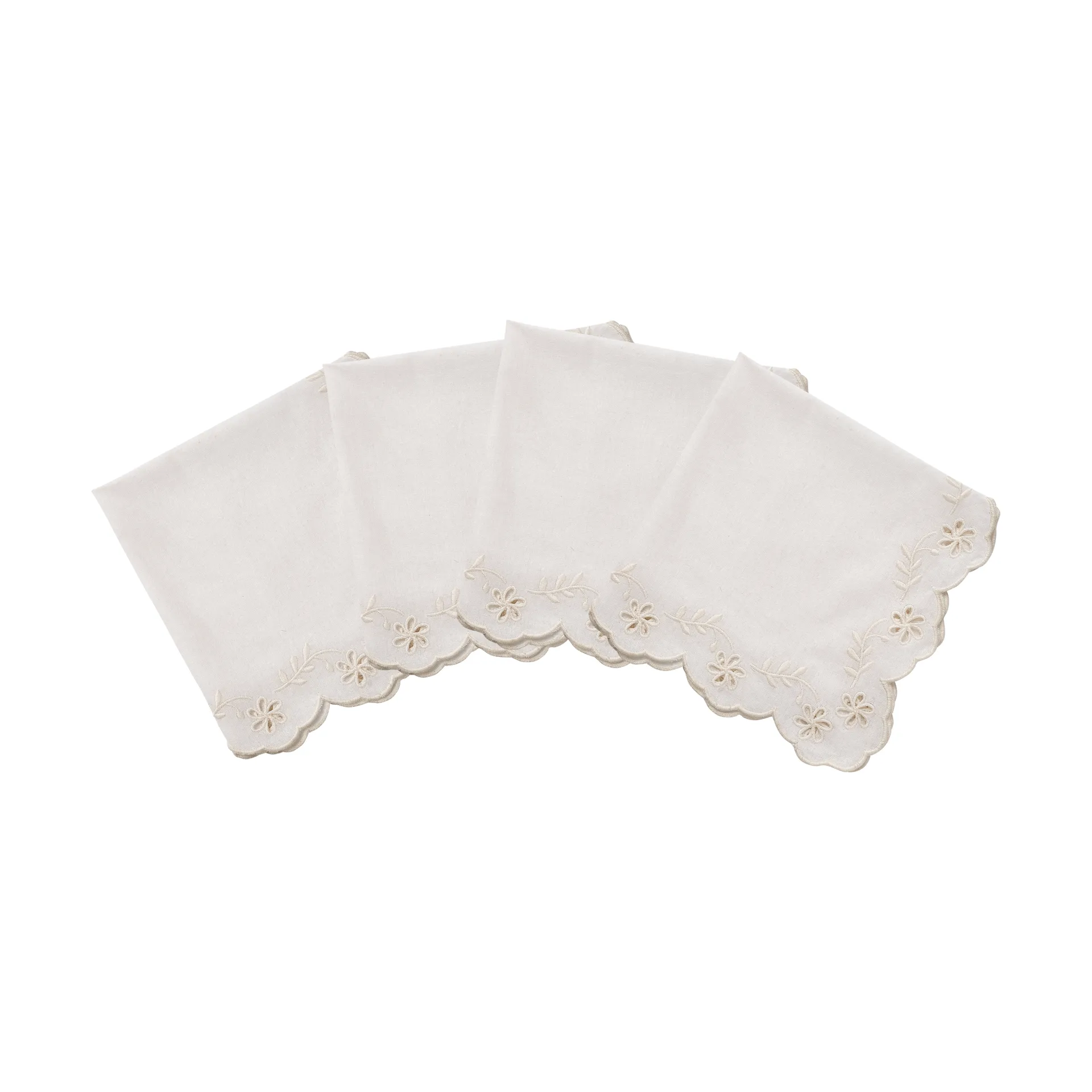 Lace serviette en coton, Offwhite, lot de 4, 45x45 cm Pick a Poppy