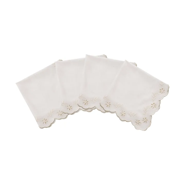 Lace serviette en coton - Offwhite, lot de 4, 45x45 cm - Pick a Poppy