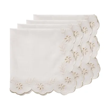 Lace serviette en coton - Offwhite, lot de 4, 45x45 cm - Pick a Poppy