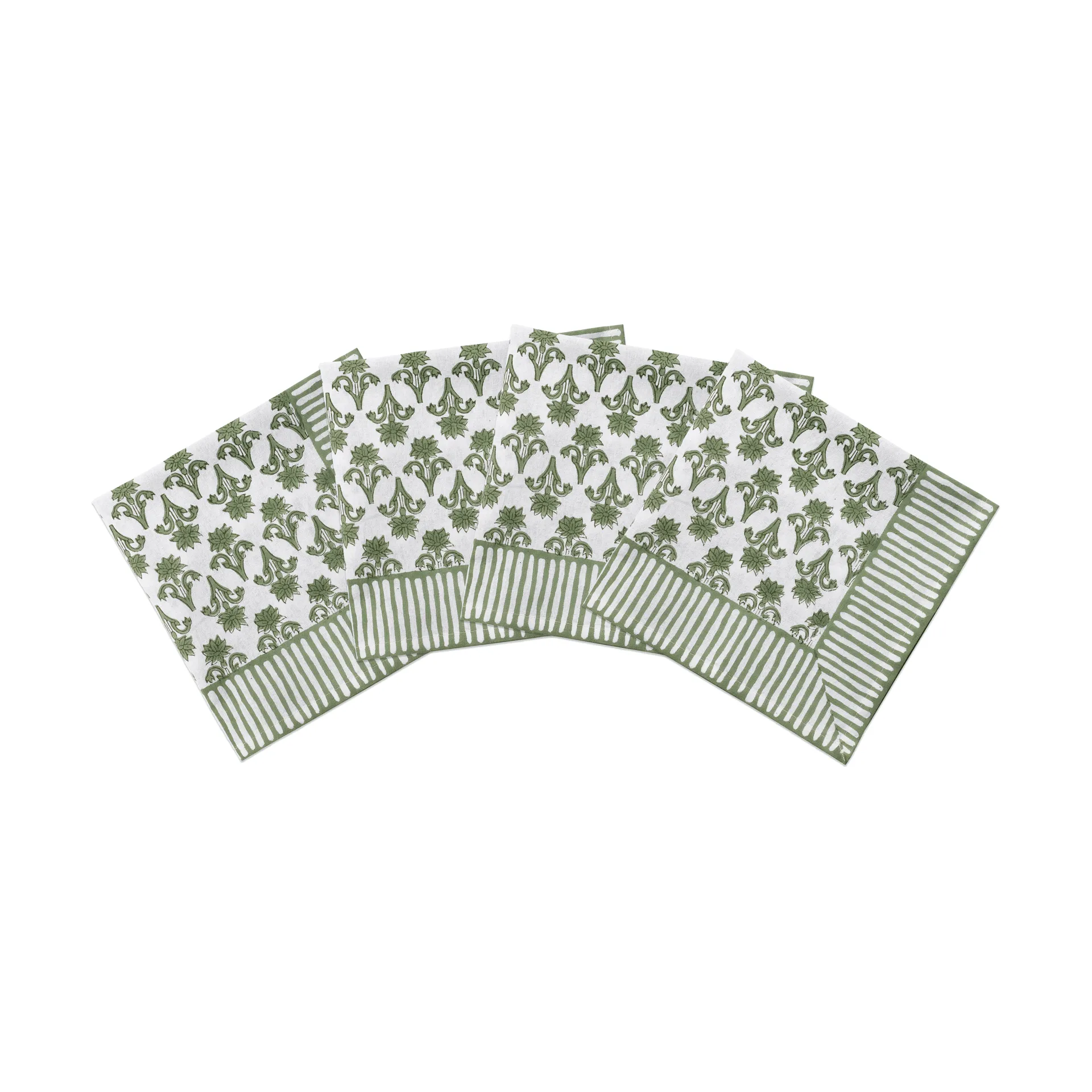 Lily serviette en coton, Green, lot de 4, 45x45 cm Pick a Poppy