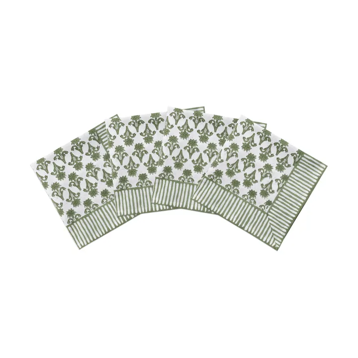 Lily serviette en coton - Green, lot de 4, 45x45 cm - Pick a Poppy