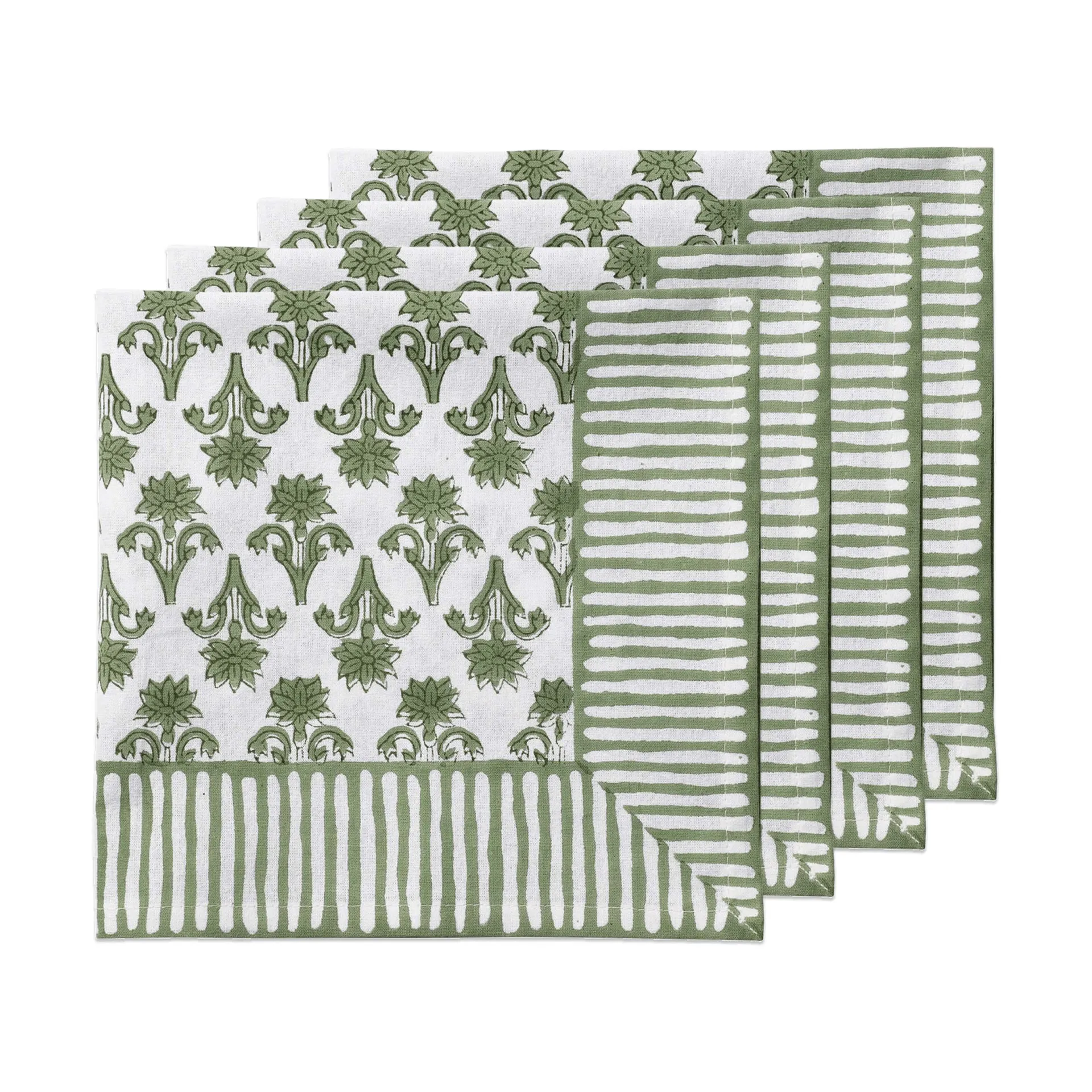 Lily serviette en coton, Green, lot de 4, 45x45 cm Pick a Poppy