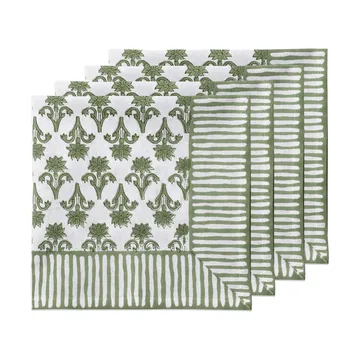 Lily serviette en coton - Green, lot de 4, 45x45 cm - Pick a Poppy
