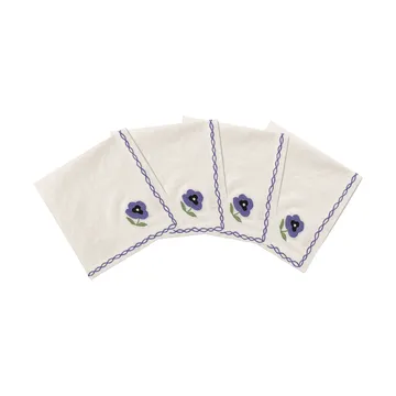 Madelen Möllard Pansy serviette en coton - Blue, lot de 4, 45x45 cm - Pick a Poppy