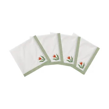 Madelen Möllard Tulip serviette en coton - vert clair, lot de 4, 45x45 cm - Pick a Poppy