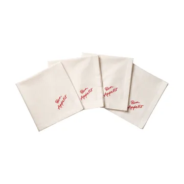 Quote serviette en coton - Red, lot de 4, 45x45 cm - Pick a Poppy