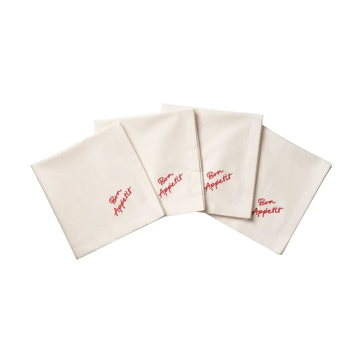 Quote serviette en coton - Red, lot de 4, 45x45 cm - Pick a Poppy
