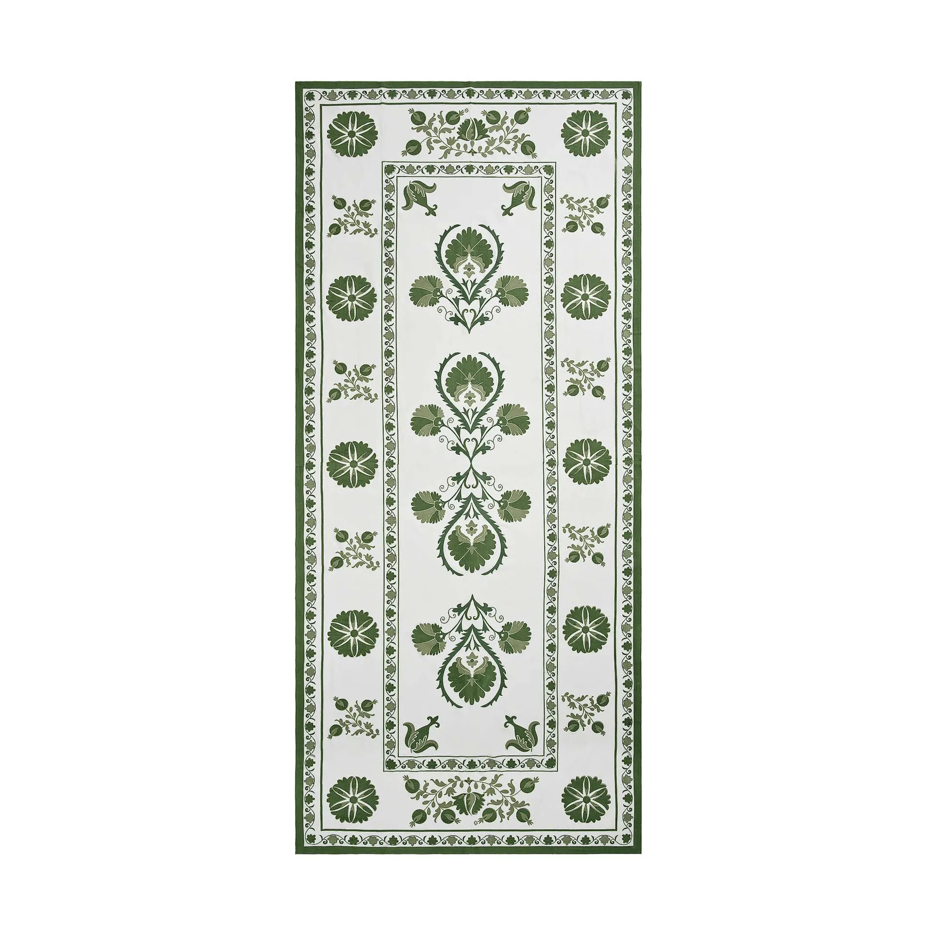 Suzani nappe, Green, 350x150 cm Pick a Poppy