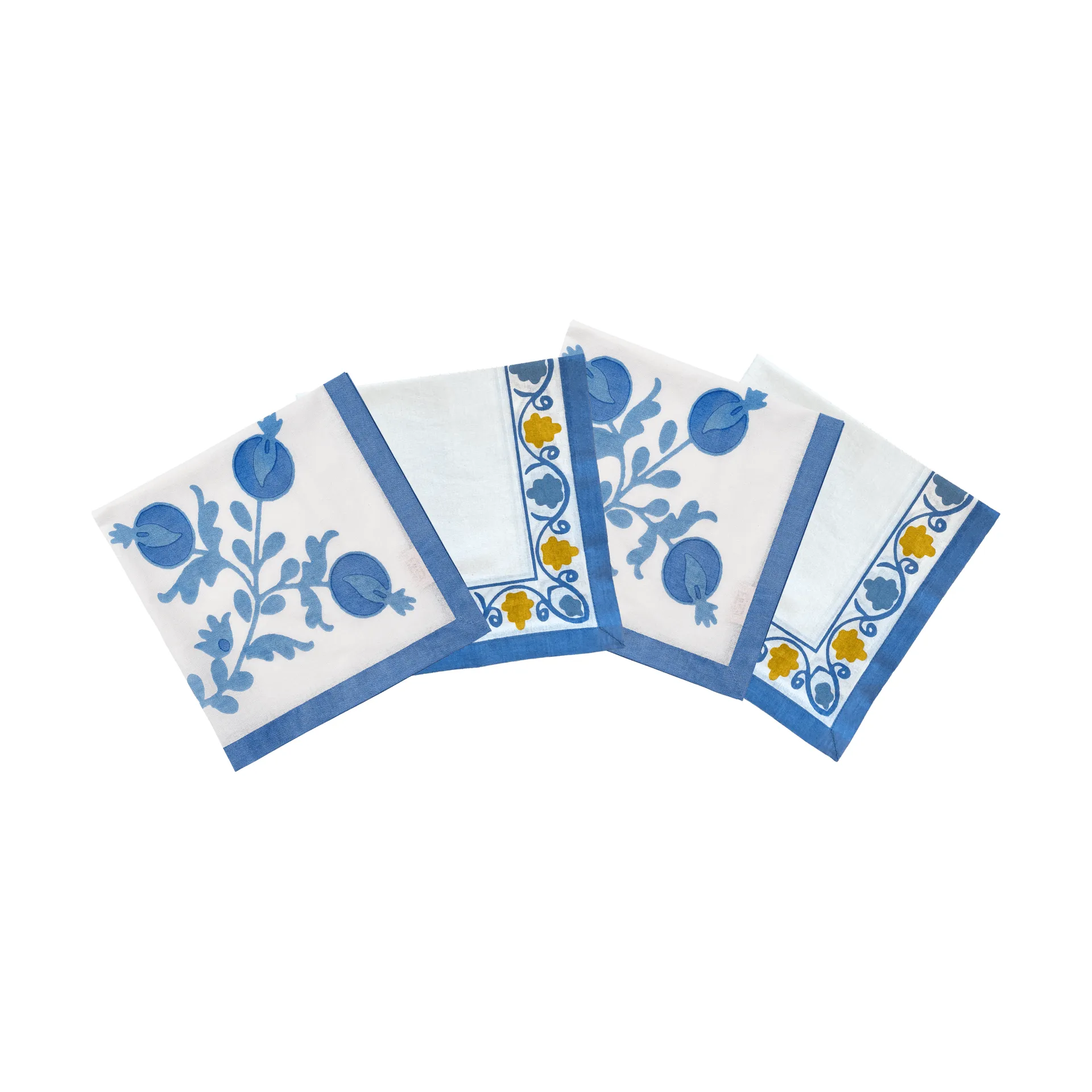 Suzani serviette en coton, Blue, lot de 4, 45x45 cm Pick a Poppy