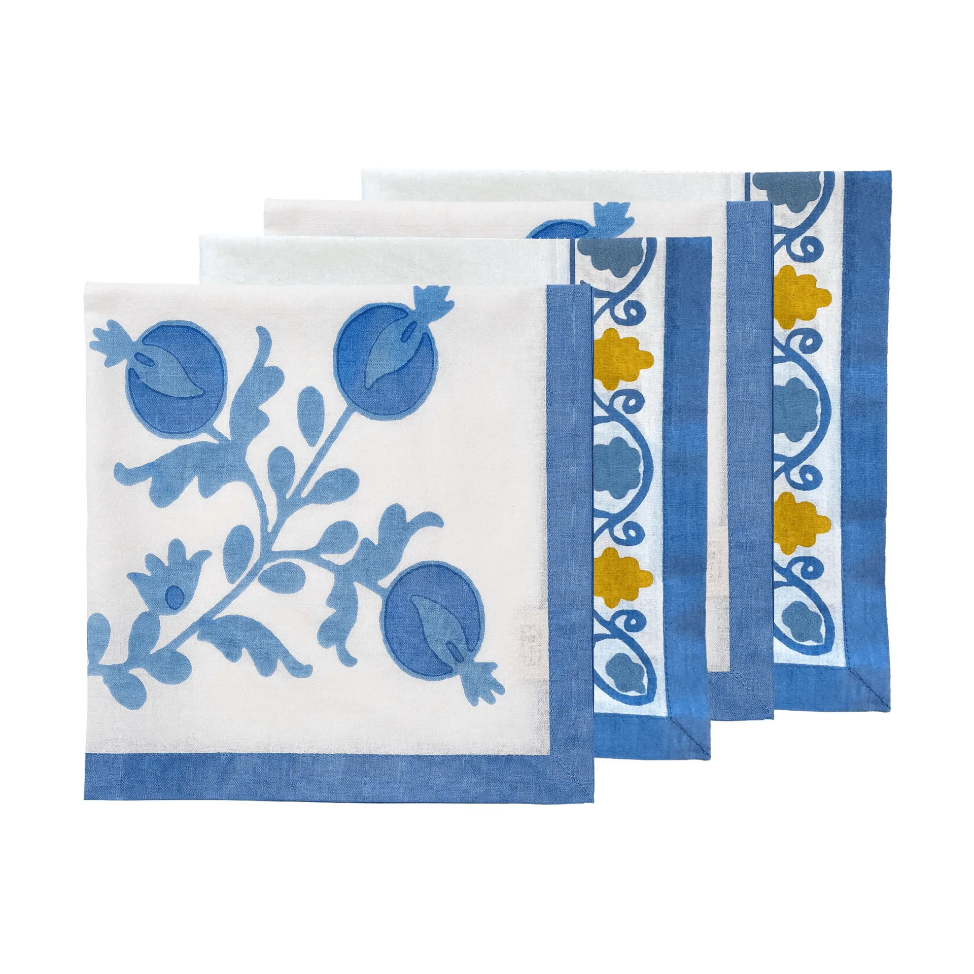 Suzani serviette en coton, Blue, lot de 4, 45x45 cm Pick a Poppy