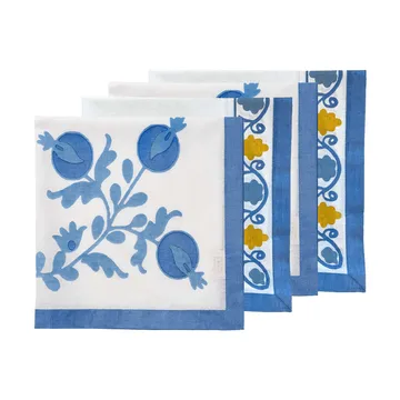 Suzani serviette en coton - Blue, lot de 4, 45x45 cm - Pick a Poppy
