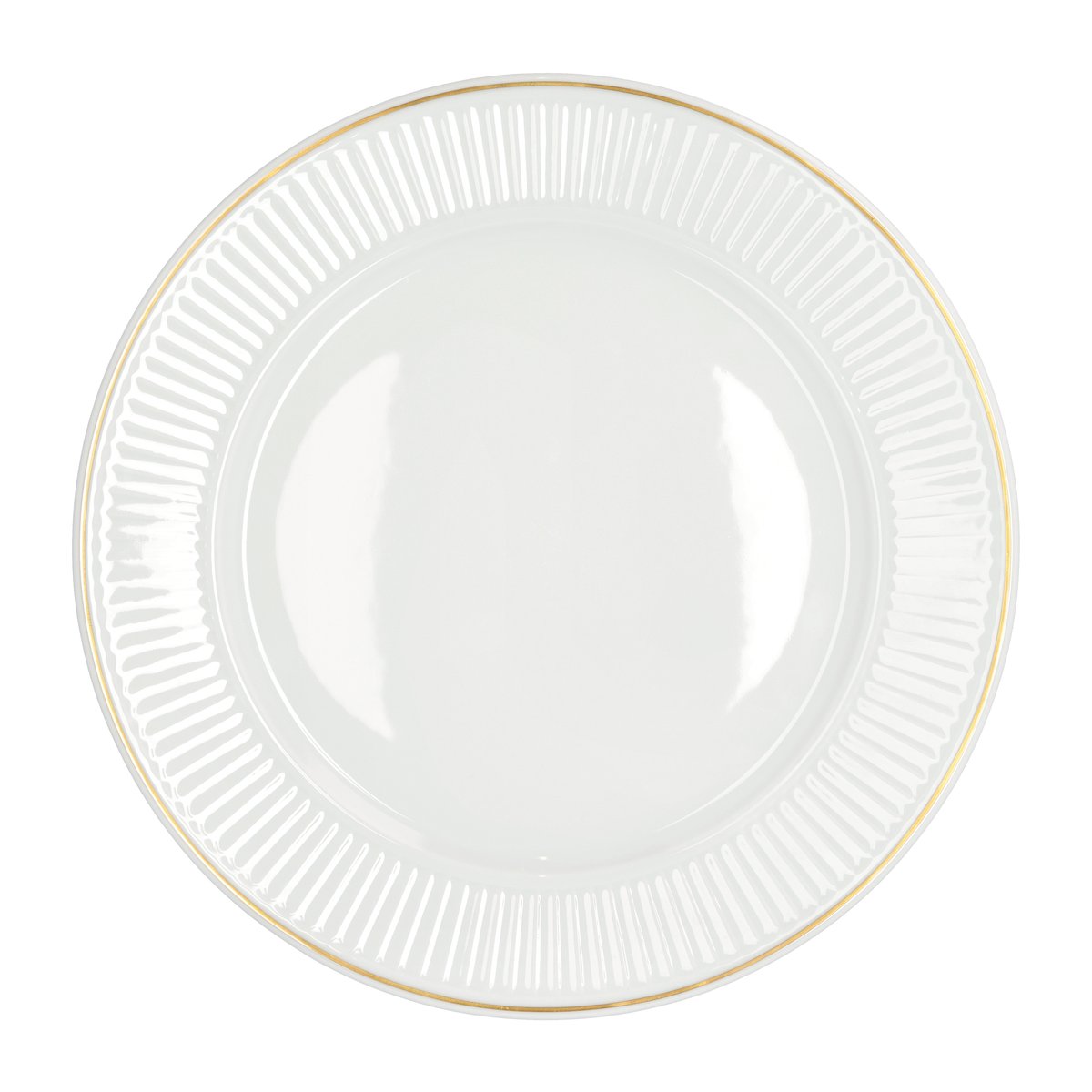 pillivuyt assiette à bordure dorée plissé ø28 cm blanc