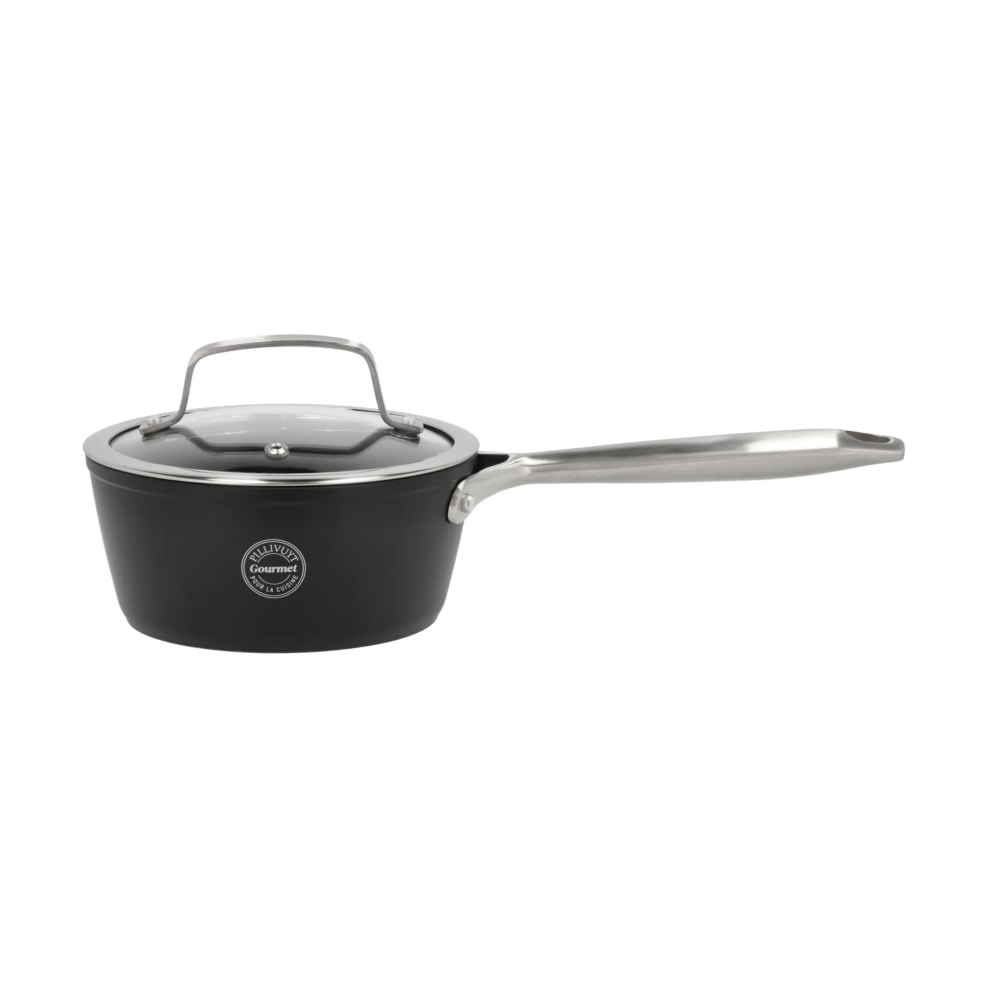 Casserole avec couvercle en verre Travo 1,3 l, Noir-aluminium Pillivuyt