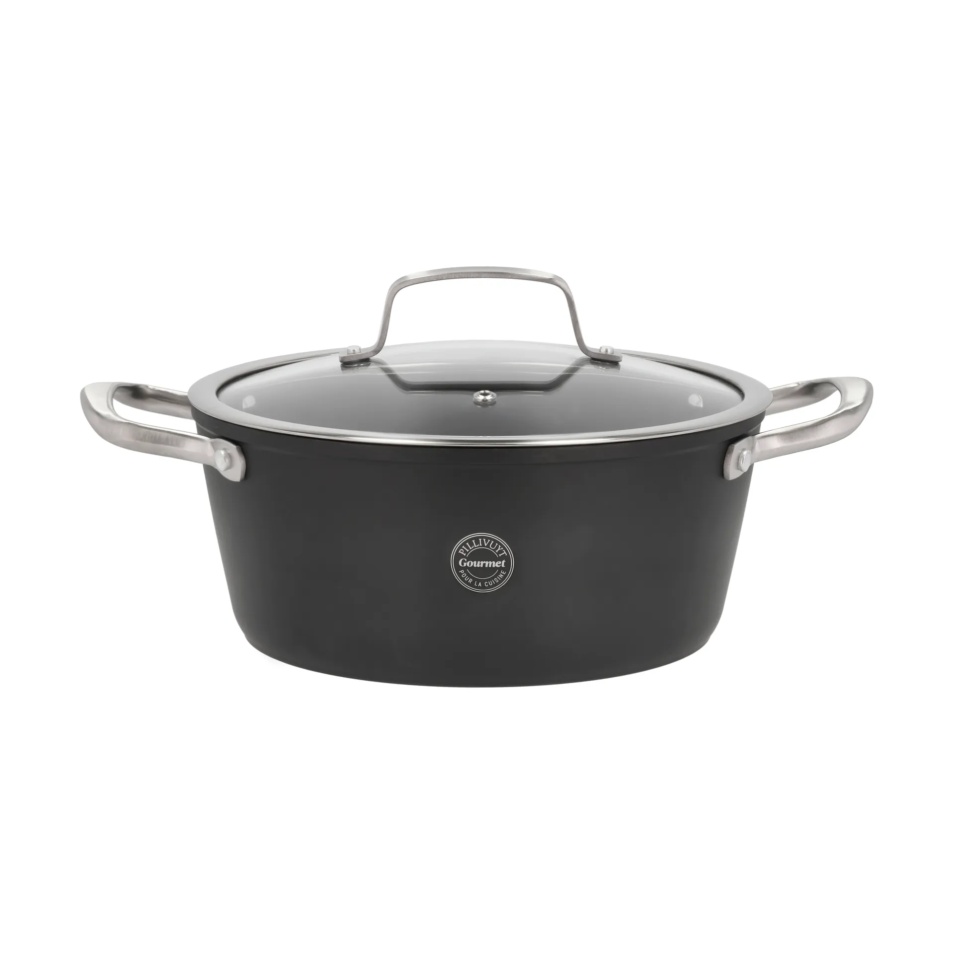 Fait-tout avec couvercle en verre Travo 3,8 l, Noir-aluminium Pillivuyt