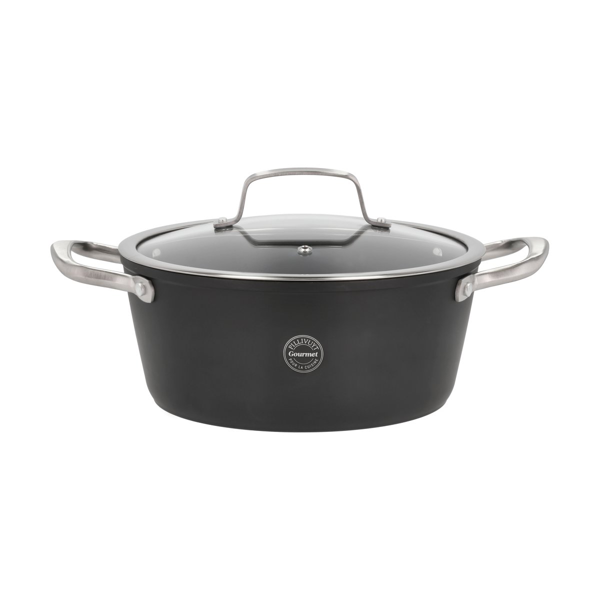 Pillivuyt Fait-tout avec couvercle en verre Travo 3,8 l Noir-aluminium