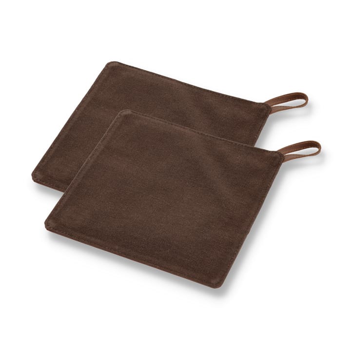 Manique Pillivuyt Gourmet 20,5x20,5 cm, lot de 2 - Cuir marron - Pillivuyt