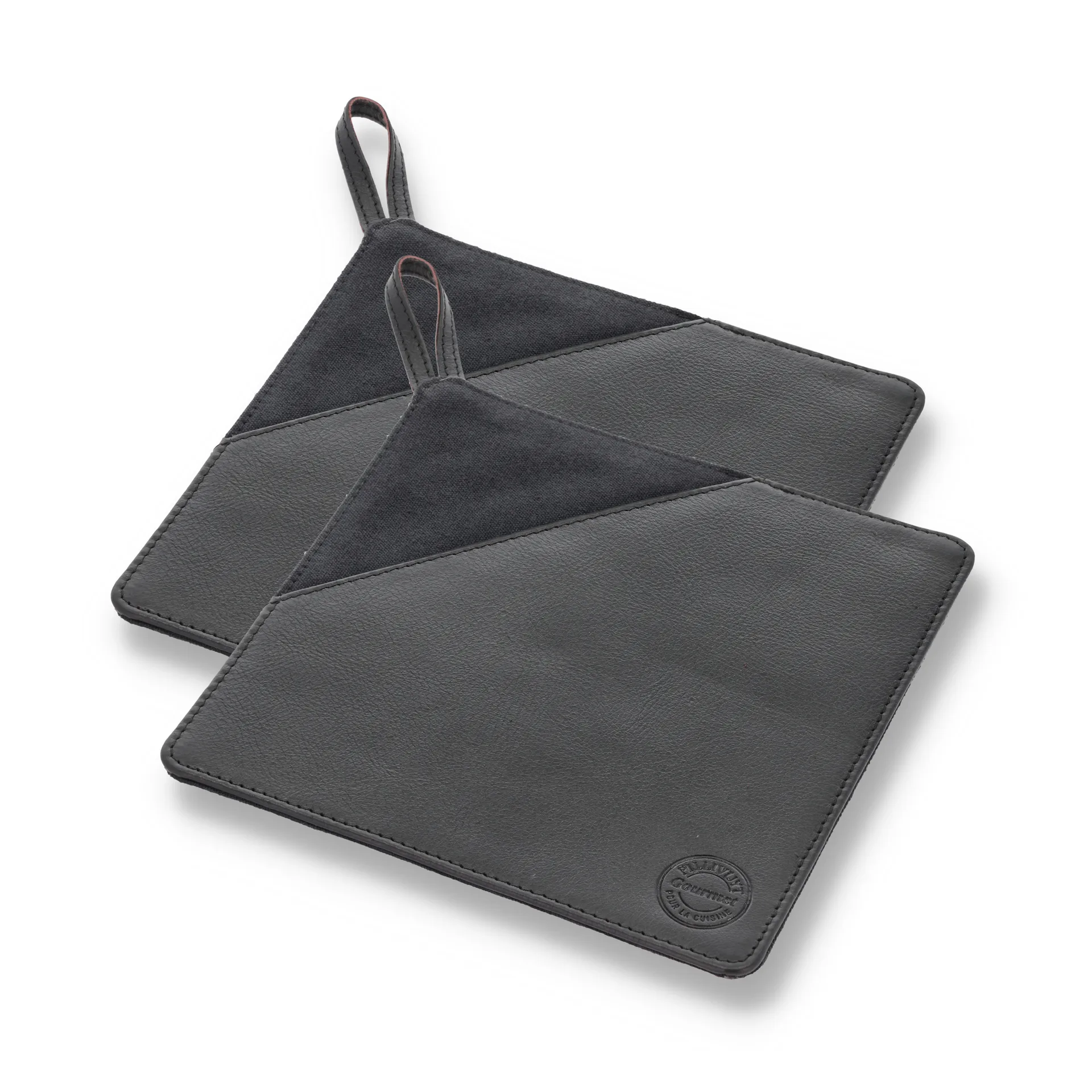 Manique Pillivuyt Gourmet 20,5x20,5 cm, lot de 2, Cuir noir Pillivuyt