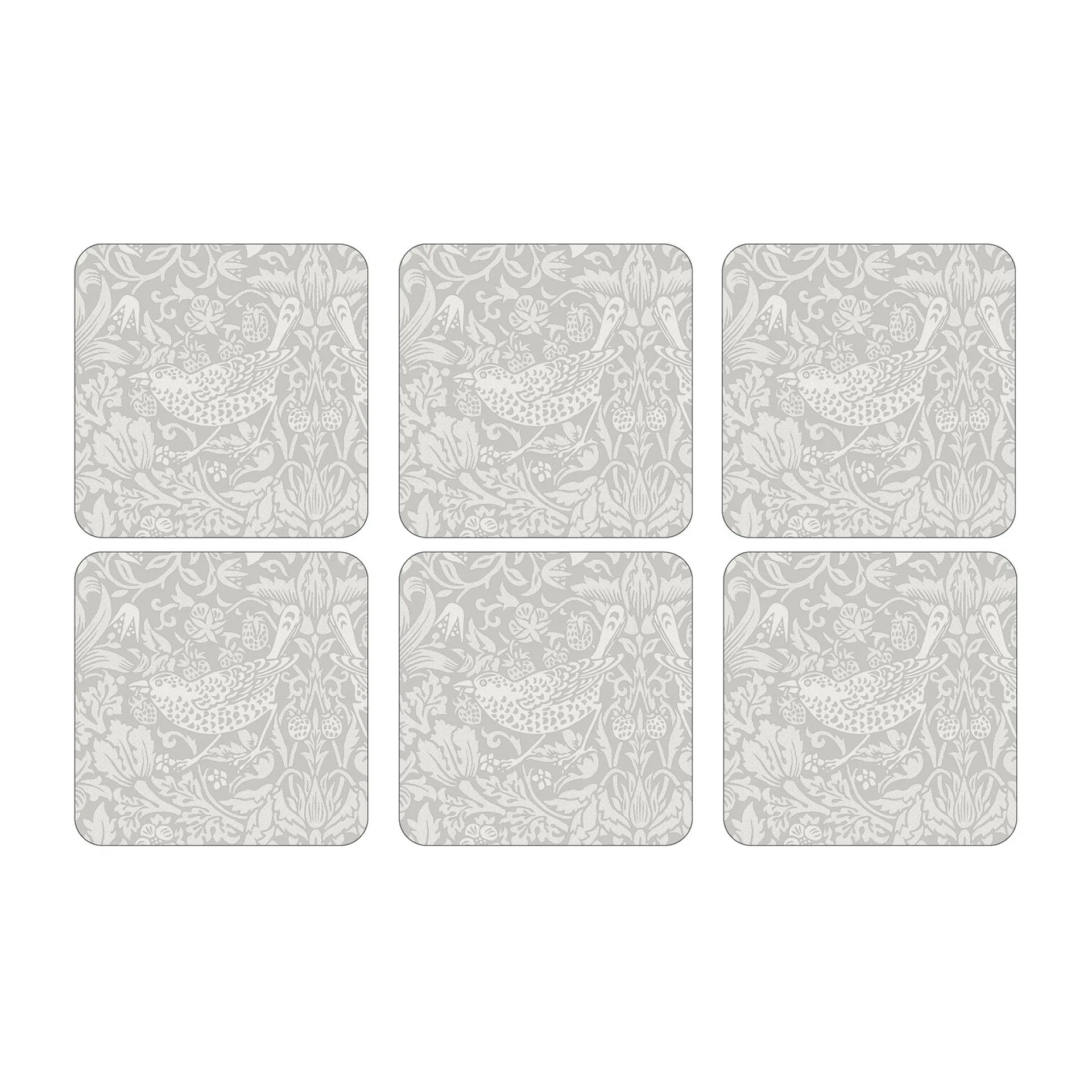Dessous de verre Strawberry Thief Lot de 6, Grey Pimpernel