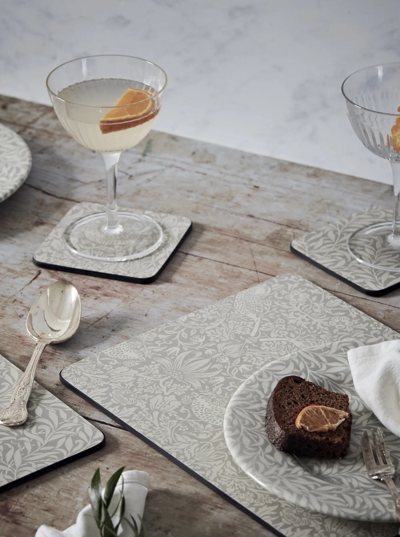 Dessous de verre Strawberry Thief Lot de 6, Grey Pimpernel