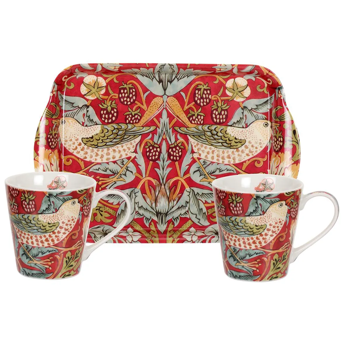 Ensemble tasse et plateau Strawberry Thief, Rouge Pimpernel