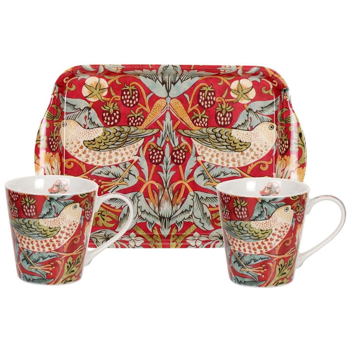 Ensemble tasse et plateau Strawberry Thief - Rouge - Pimpernel