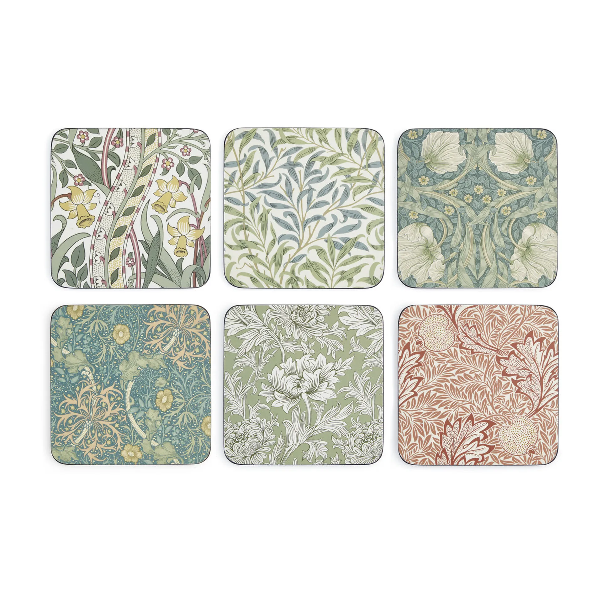 Lot de 6 sous-verres William Morris, Coloris assortis Pimpernel
