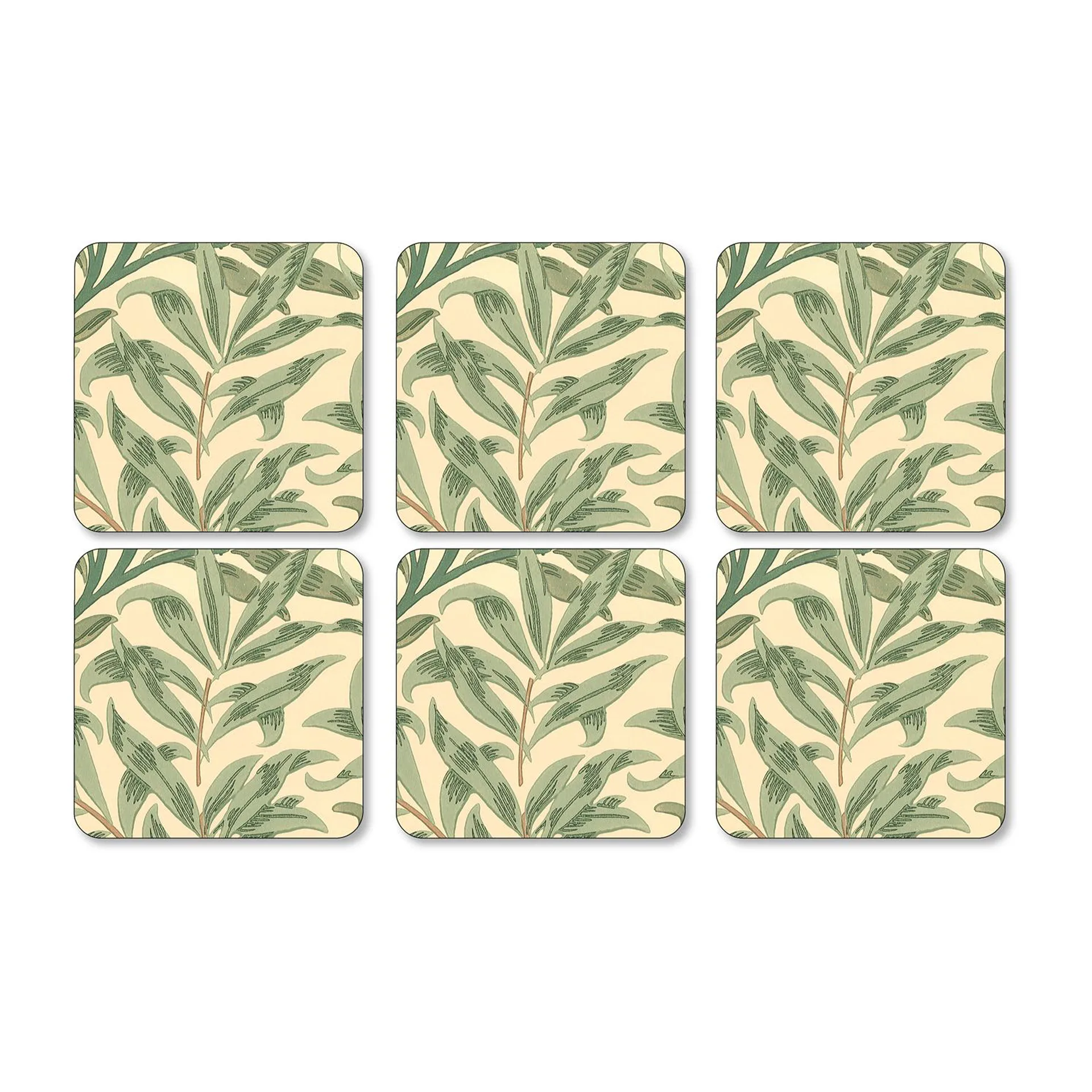 Lot de 6 sous-verres Willow Bough, Vert Pimpernel