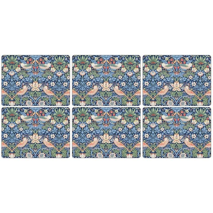 Set de table Strawberry Thief 30x23 cm lot de 6 - Bleu - Pimpernel