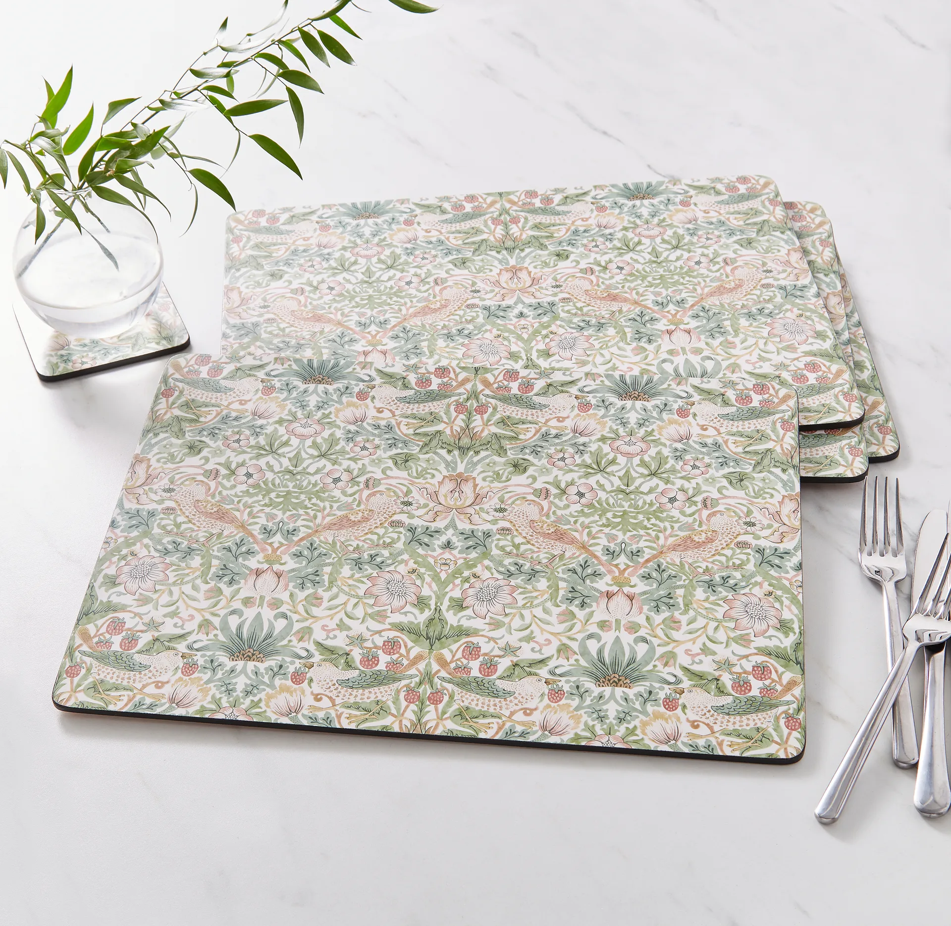 Set de table Strawberry Thief 30x40 cm, lot de 4, Green Pimpernel