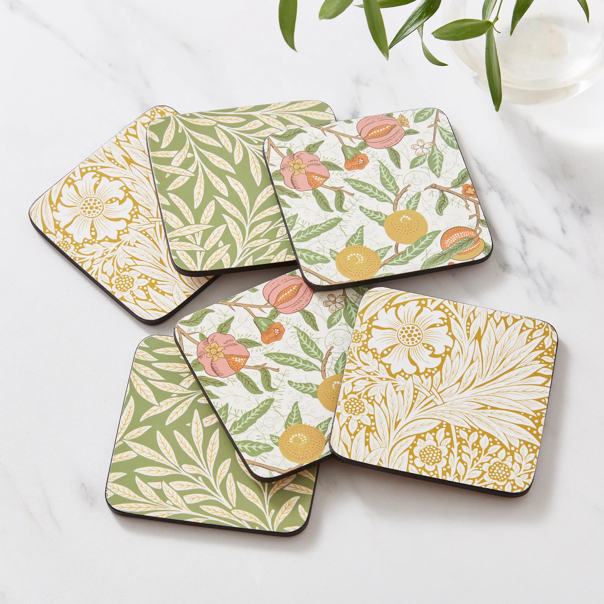 Sous-verres Morris & Co Simpley mixed Lot de 6, Fruit, Willow, Marigold Pimpernel