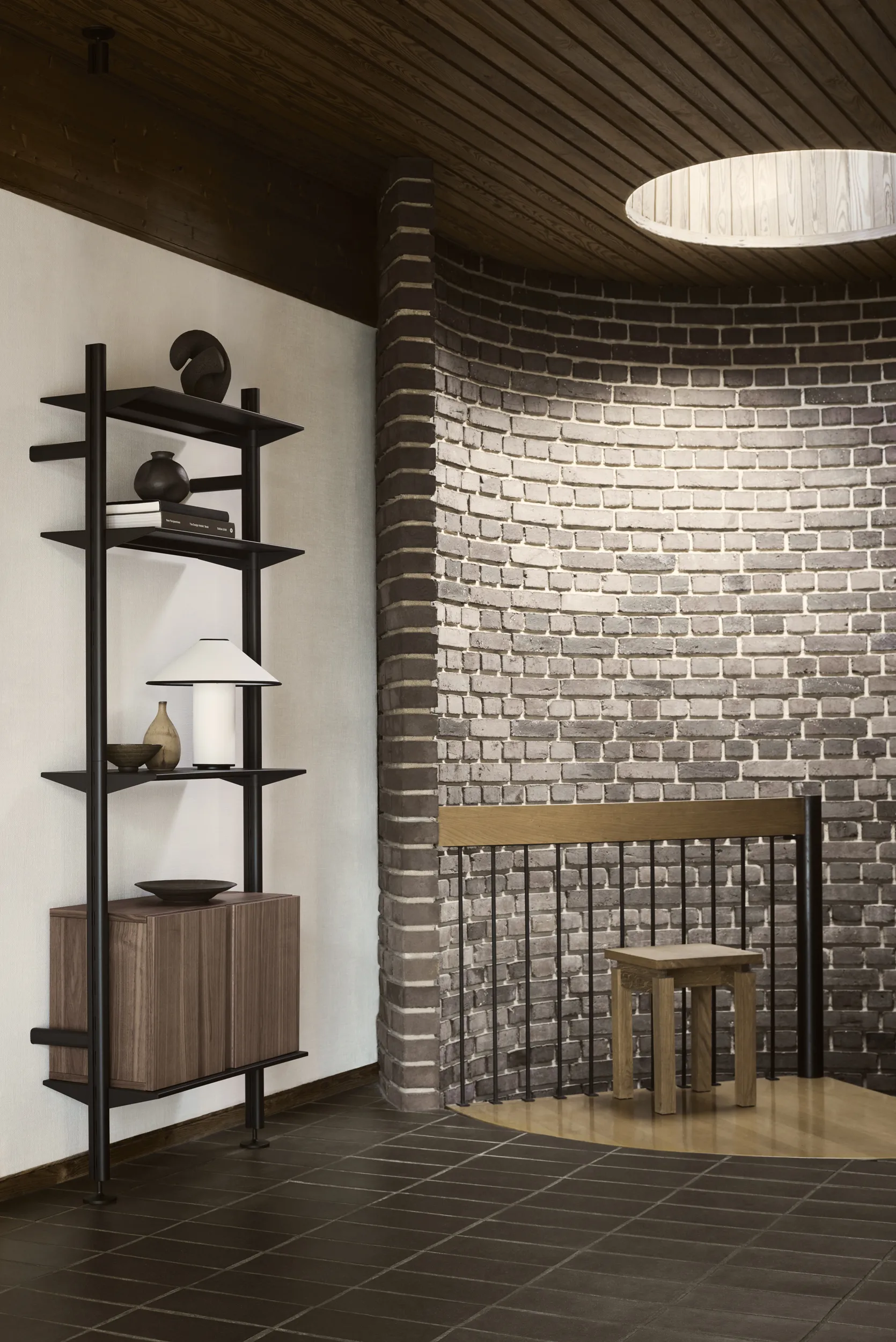 Système d’étagères mural Pira G2 W B noir/noyer,  Pira
