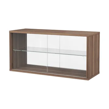 Vitrine Pira - Noyer - verre clair, 90x31 cm, 4 portes - Pira