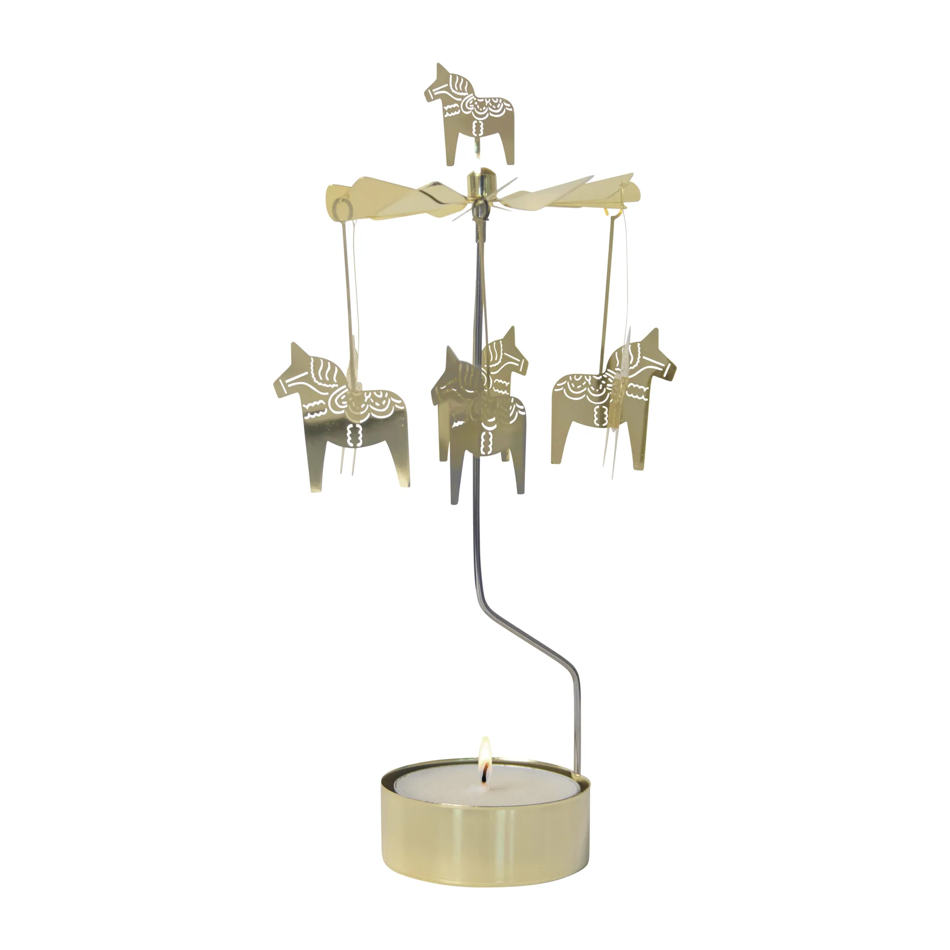 Carillon d'anges Cheval de Dalécarlie grand 25 cm, Or Pluto Design