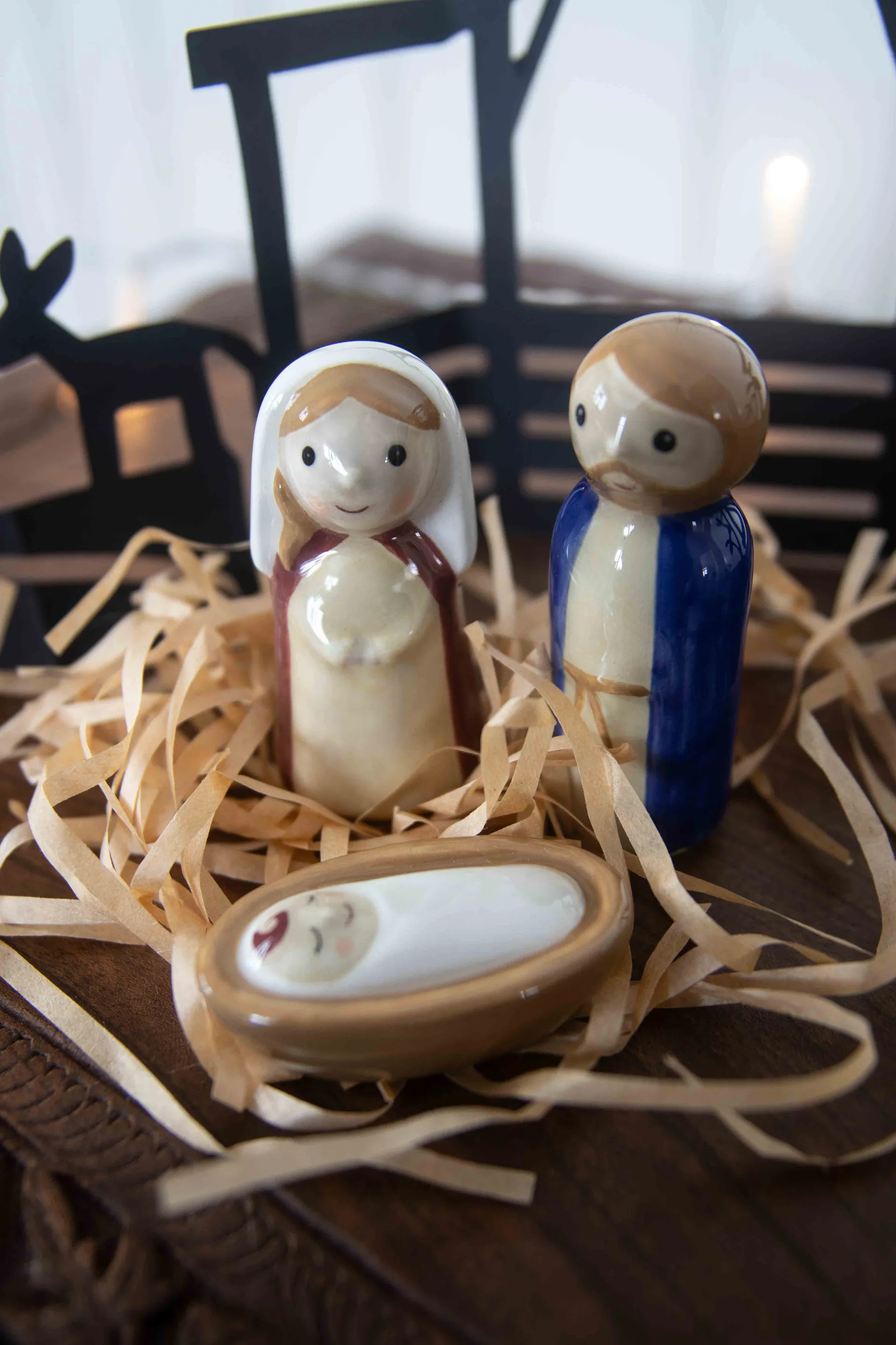 Crèche en céramique Crib family 3 pièces, Jésus, Joseph et Marie Pluto Design
